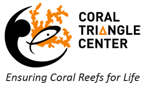 Coral Triangle Center logo: stylized orange coral with black crescent fish and tagline Ensuring Coral Reefs for Life